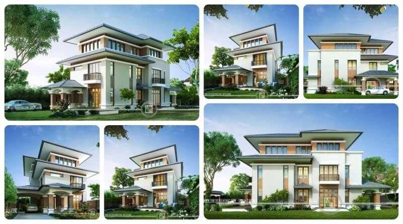 Công trình thiết kế biệt thự đơn lập mái thái kiến trúc hiện đại đẹp